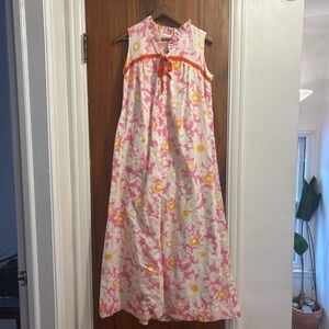 Floral Pink and Orange Women's Nightgown